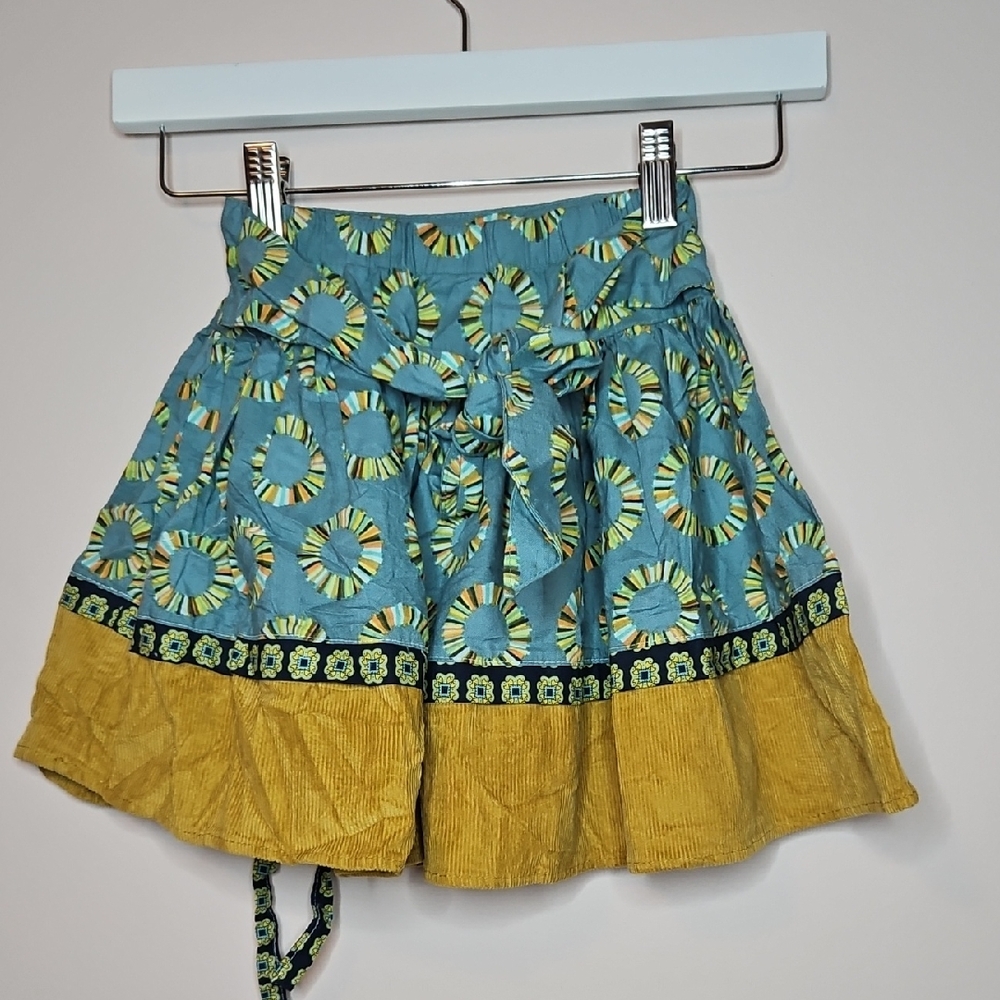 Magpie & Mabel Colorful Circle Printed Corduroy Skirt Multicolor Kids Sz 4